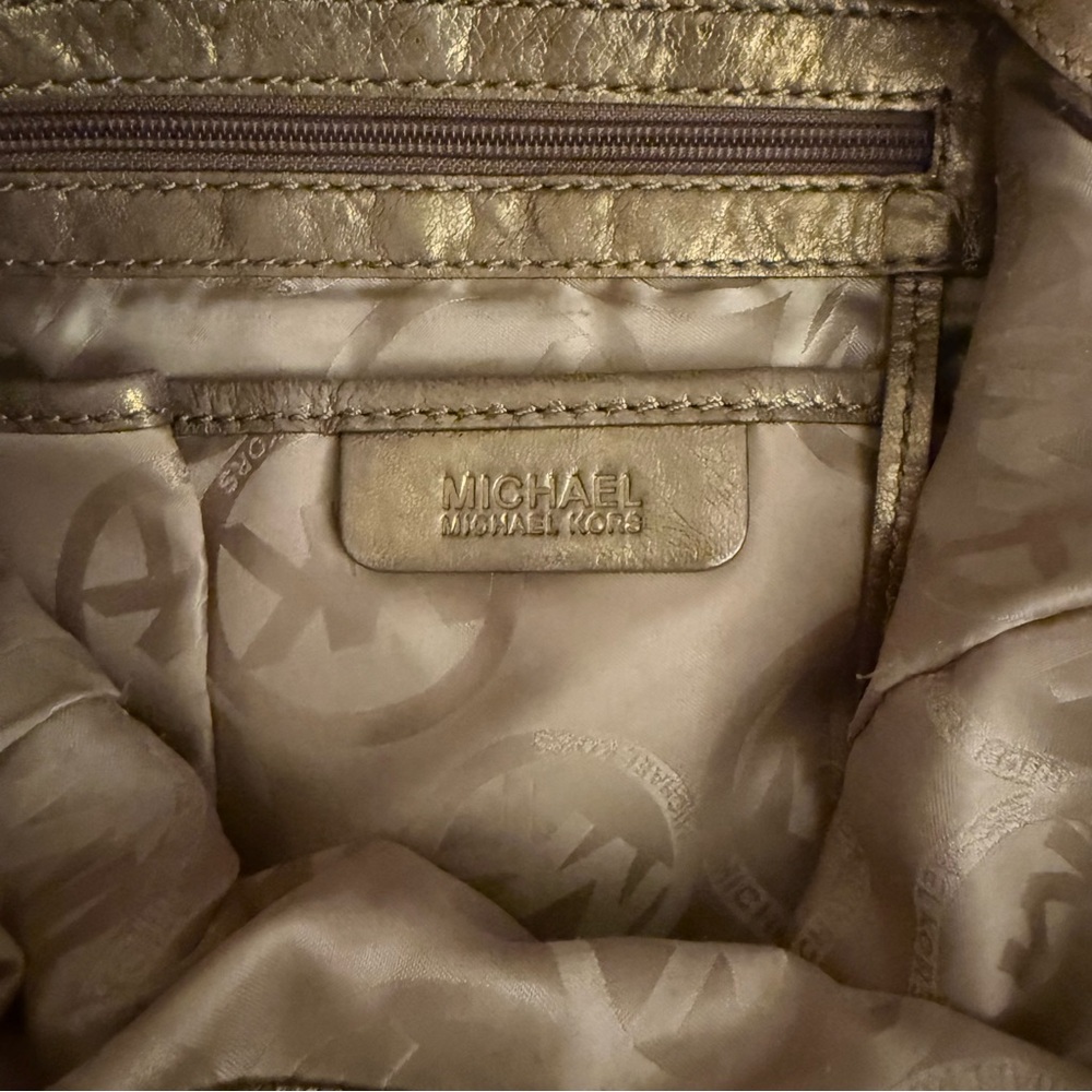 MICHAEL Michael Kors Delancy Studded Leather Hobo Bag Bronze Metallic - Picture 8 of 16